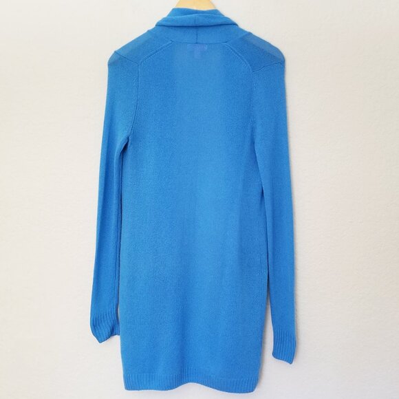 Lilly Pulitzer 100% Cashmere Open Front Longline Pockets Cardigan Blue XS $278 - Picture 3 of 15